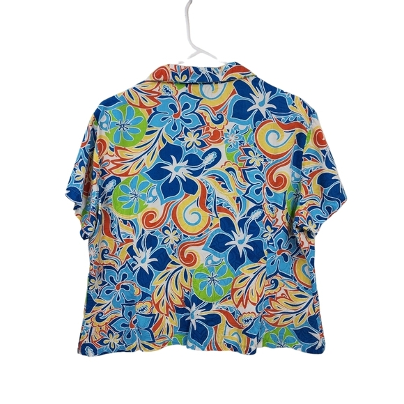 Two Palms Women's Tutti Frutti Rayon Cropped Hawaiian Shirt - Picture 6 of 6